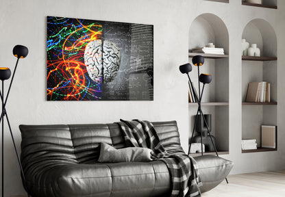 Color Streaks and Chalk Formula Brain Glass Wall Art