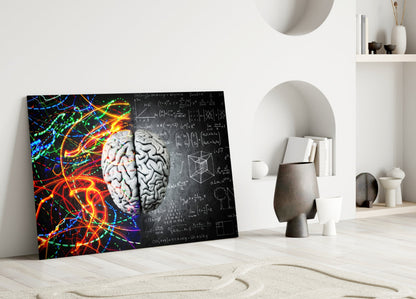 Color Streaks and Chalk Formula Brain Glass Wall Art