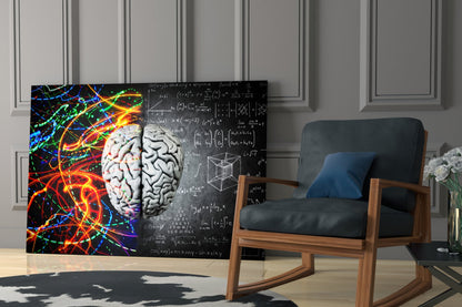 Color Streaks and Chalk Formula Brain Glass Wall Art