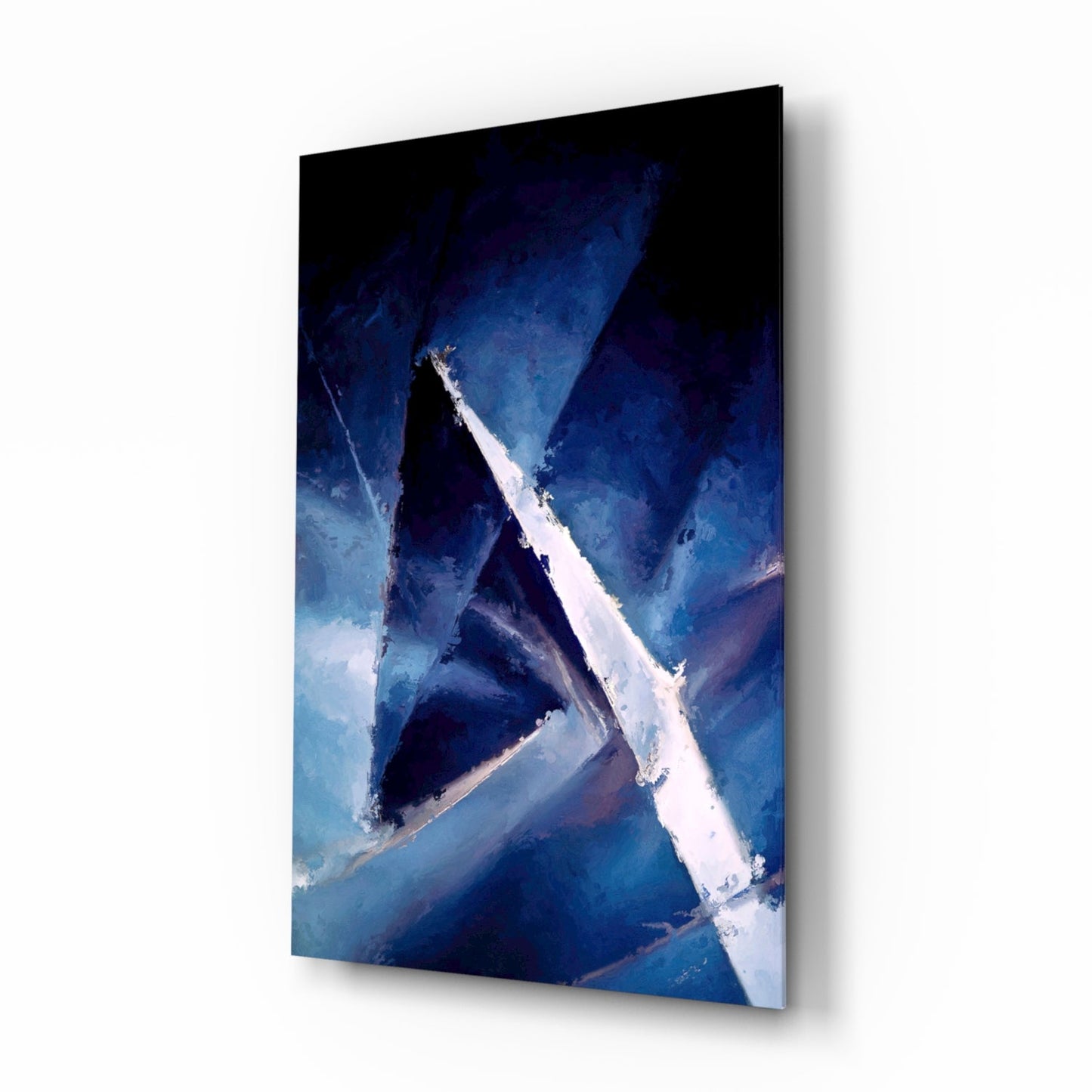 Deep Blue Palette Knife Abstract Glass Wall Art