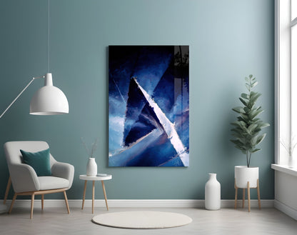 Deep Blue Palette Knife Abstract Glass Wall Art