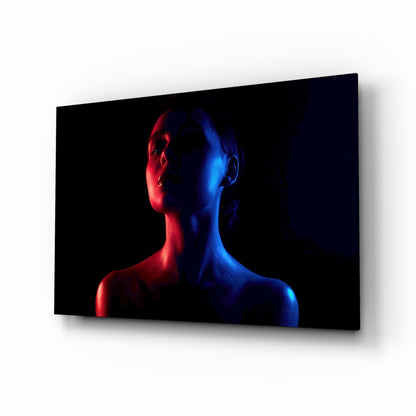 Neon Duotone Woman Glass Wall Art