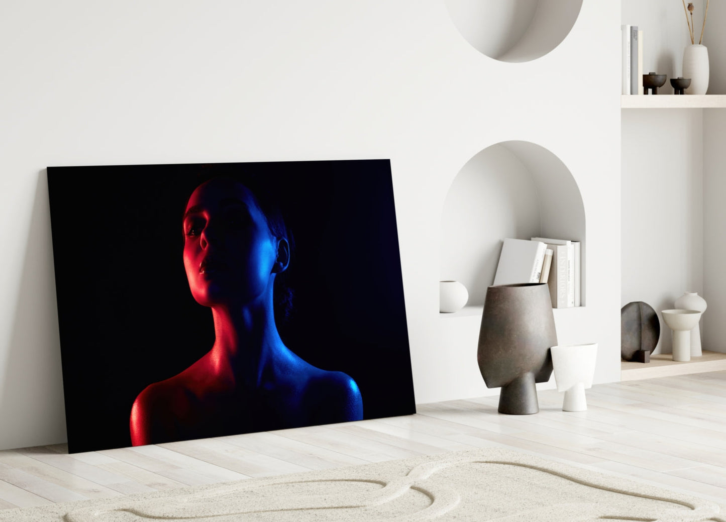 Neon Duotone Woman Glass Wall Art