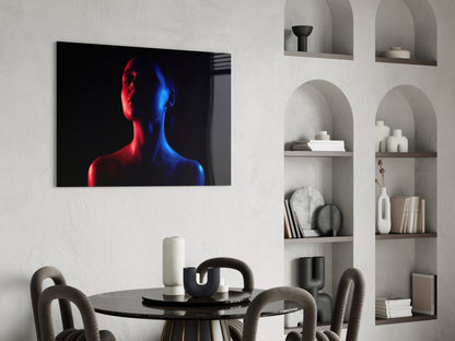 Neon Duotone Woman Glass Wall Art