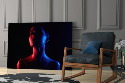 Neon Duotone Woman Glass Wall Art