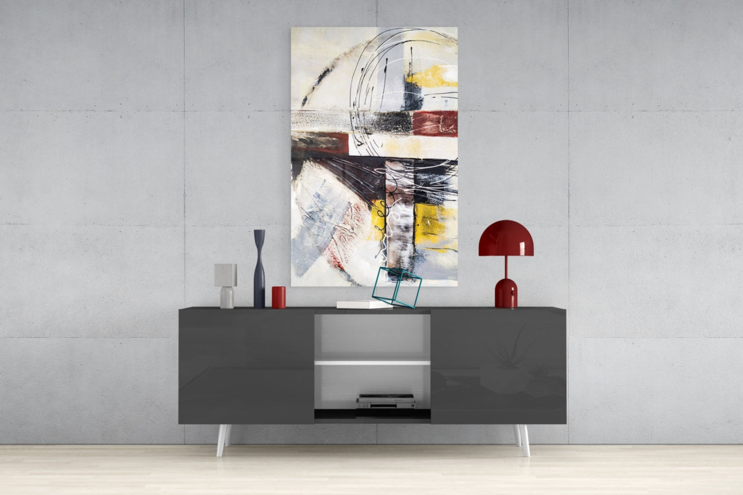 Urban Collage Circles Abstract Glass Wall Art