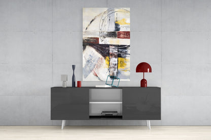 Urban Collage Circles Abstract Glass Wall Art
