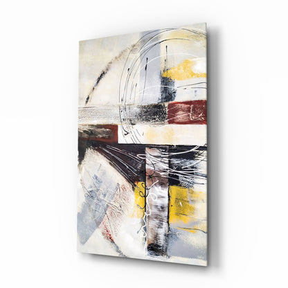 Urban Collage Circles Abstract Glass Wall Art