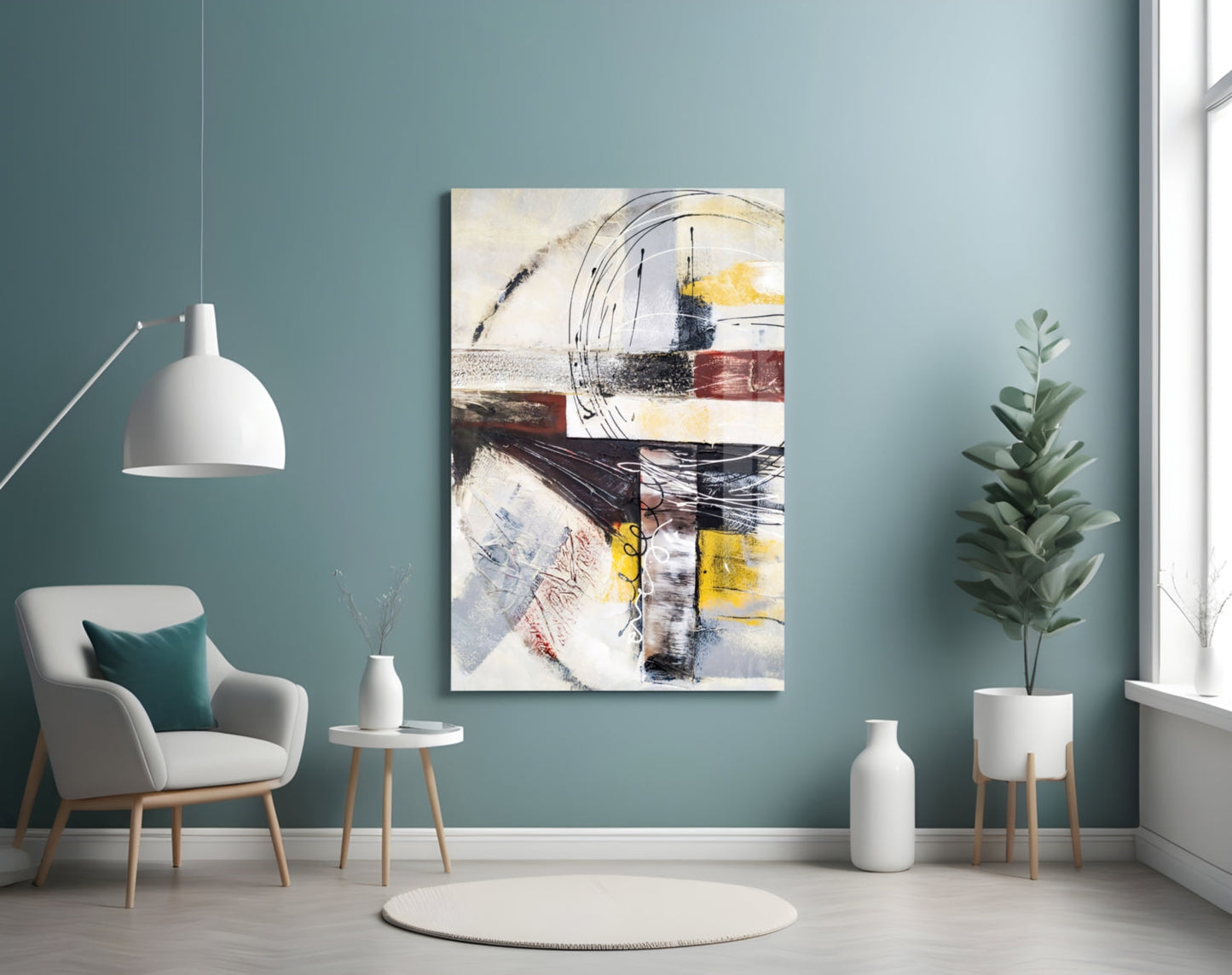 Urban Collage Circles Abstract Glass Wall Art