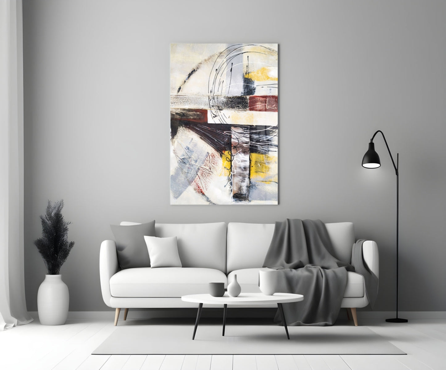 Urban Collage Circles Abstract Glass Wall Art