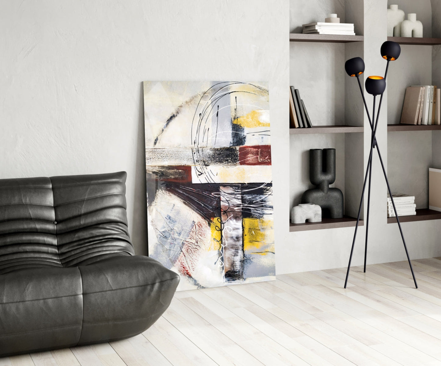 Urban Collage Circles Abstract Glass Wall Art
