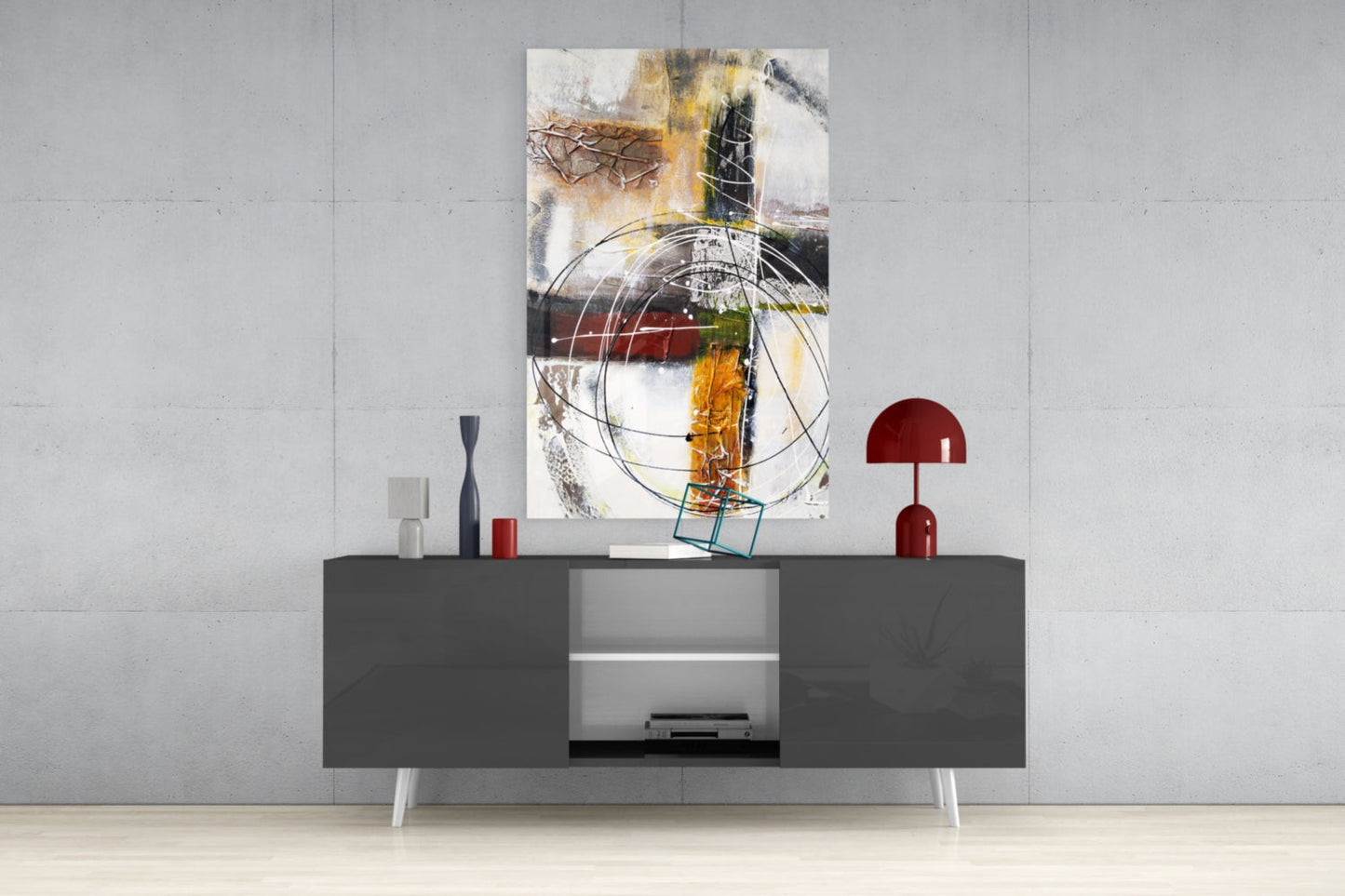 Layered Rings Warm Abstract Glass Wall Art