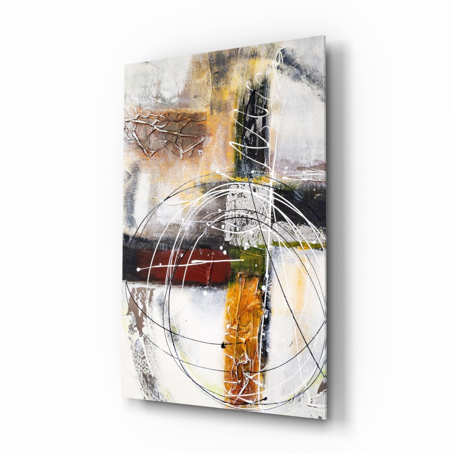 Layered Rings Warm Abstract Glass Wall Art