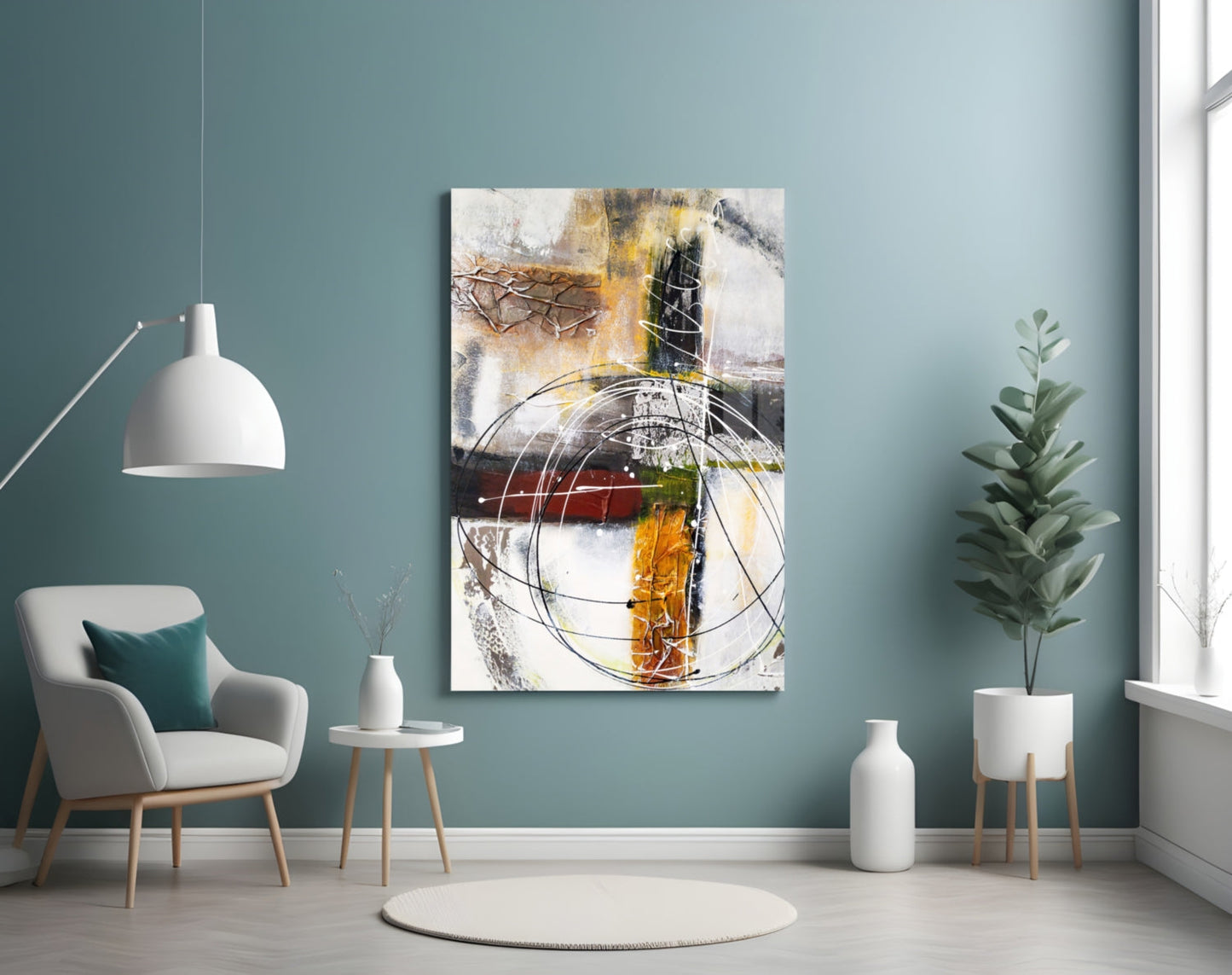 Layered Rings Warm Abstract Glass Wall Art