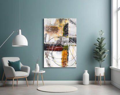Layered Rings Warm Abstract Glass Wall Art