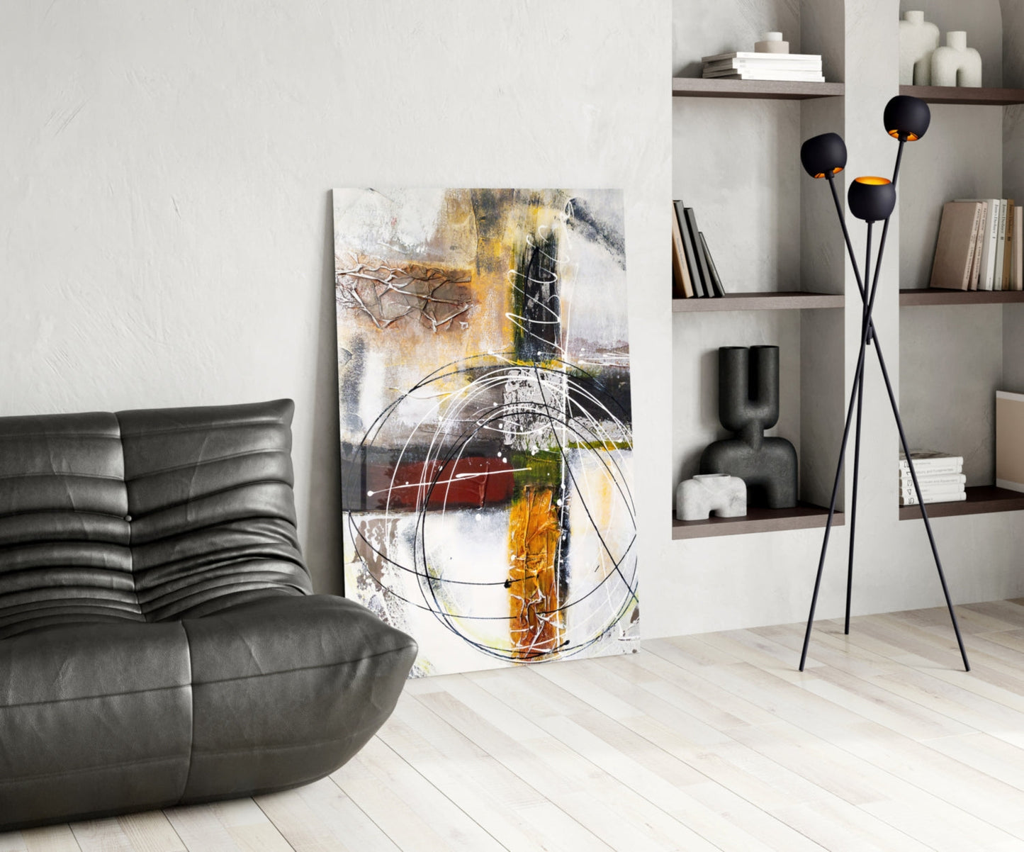 Layered Rings Warm Abstract Glass Wall Art