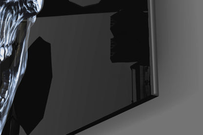 Silver Screaming Metal Skull Glass Wall Art