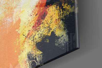 Fiery Orange Abstract Face Glass Wall Art