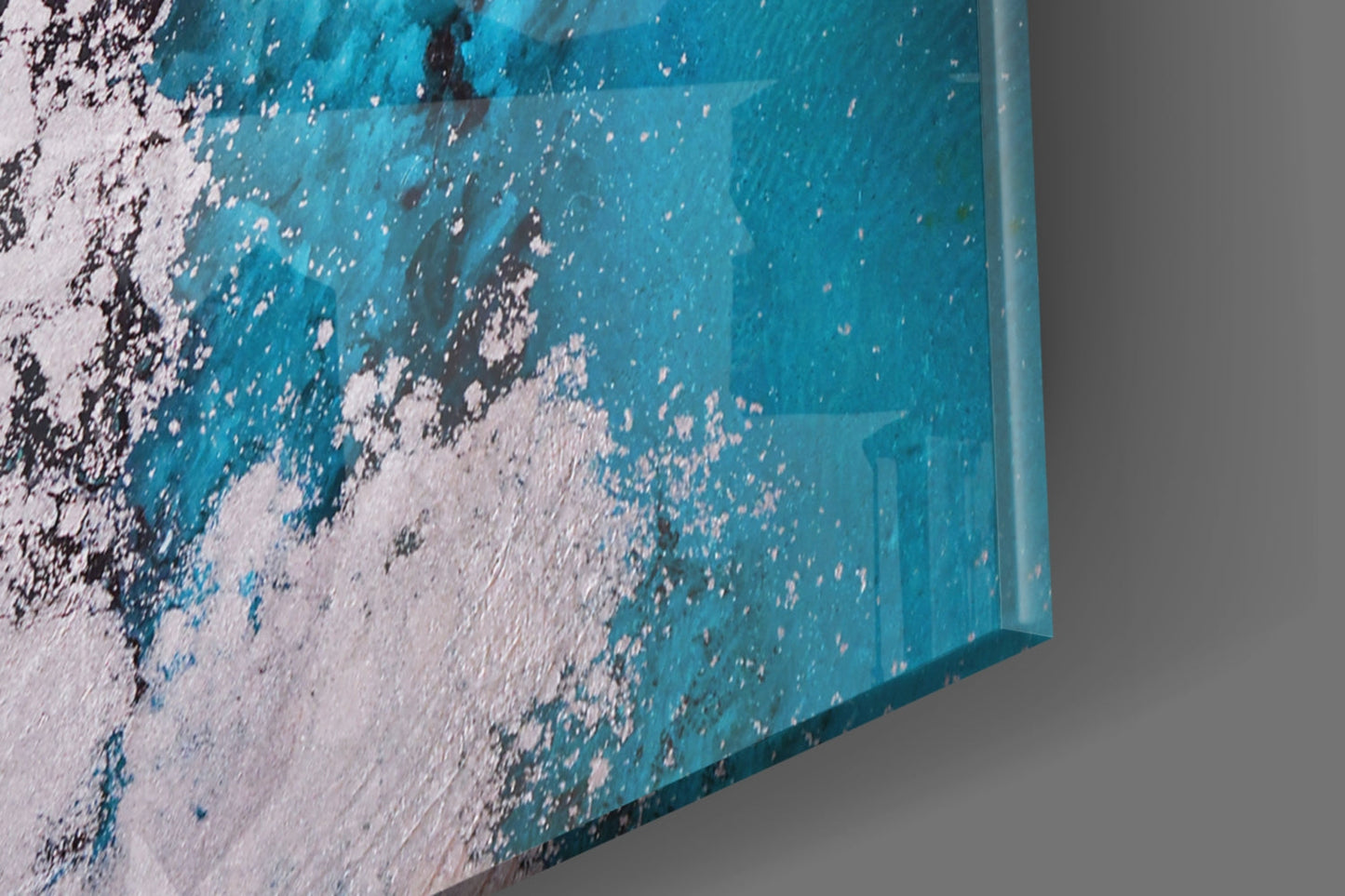 Teal Yellow Ink Cascade Glass Wall Art