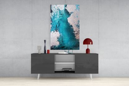 Turquoise Blush Ocean Flow Glass Wall Art