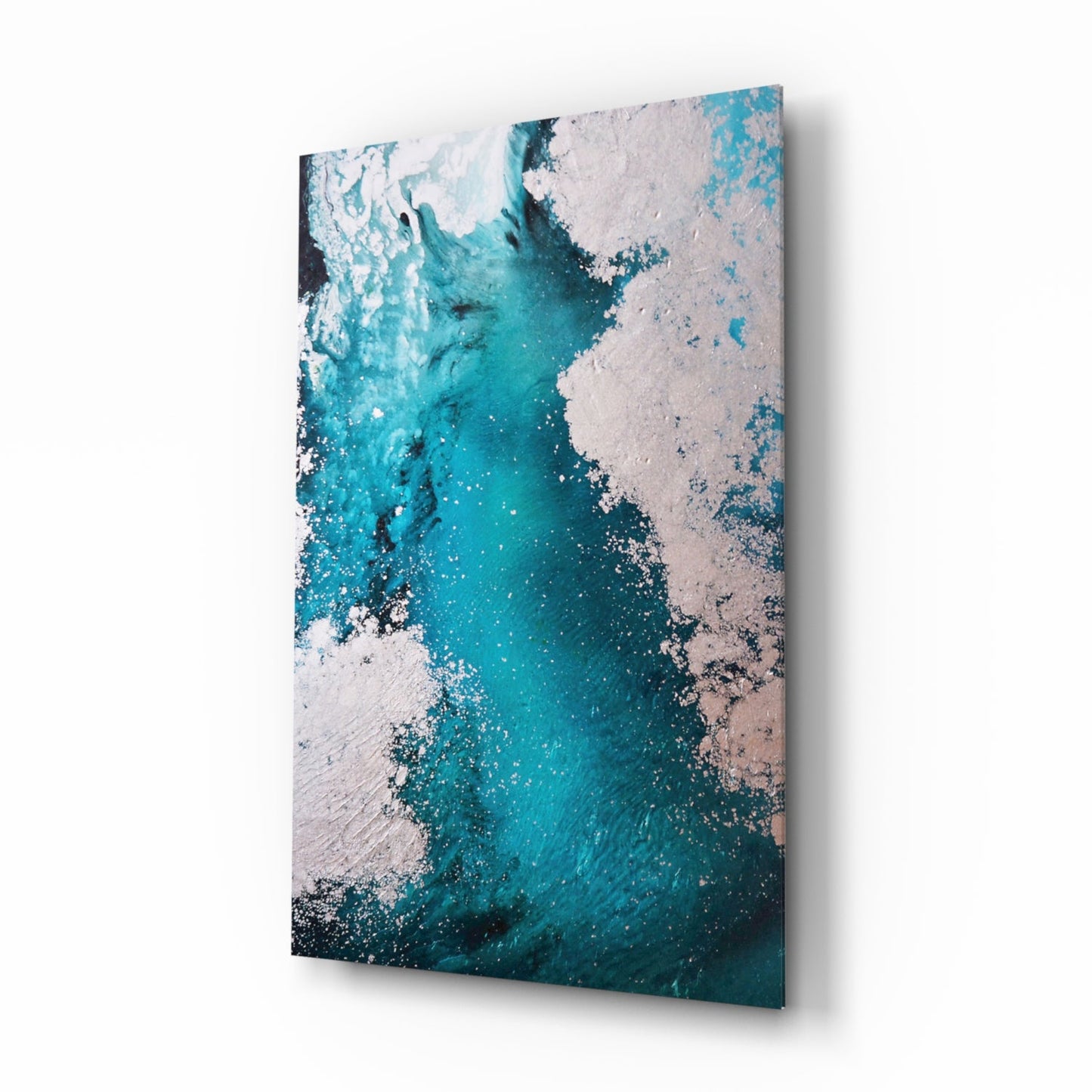 Turquoise Blush Ocean Flow Glass Wall Art