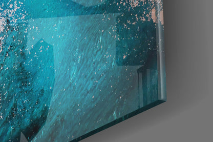Turquoise Blush Ocean Flow Glass Wall Art