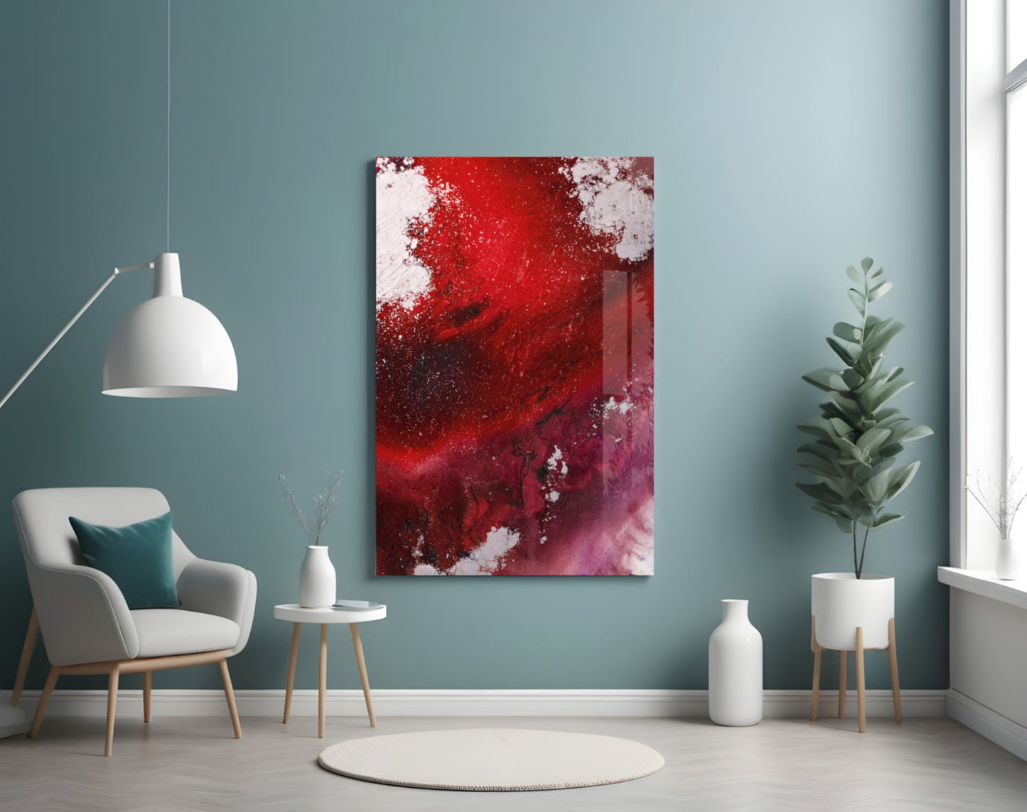 Ruby Magenta Fluid Abstract Glass Wall Art