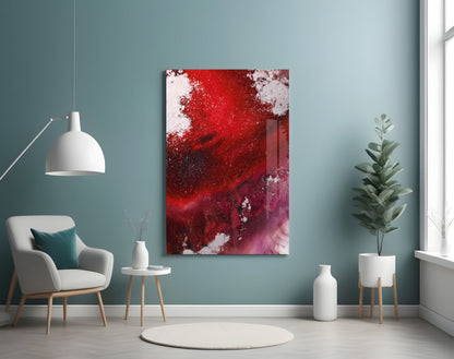 Ruby Magenta Fluid Abstract Glass Wall Art