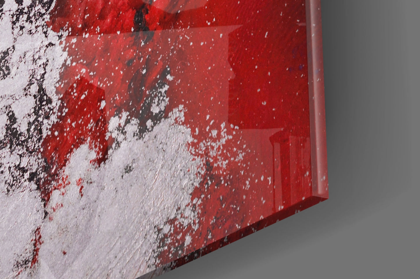 Red White Marble Blend Glass Wall Art