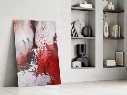Red White Marble Blend Glass Wall Art