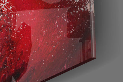 Crimson Red Ink Splash Glass Wall Art