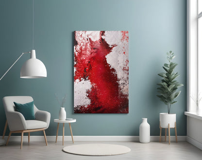 Crimson Red Ink Splash Glass Wall Art