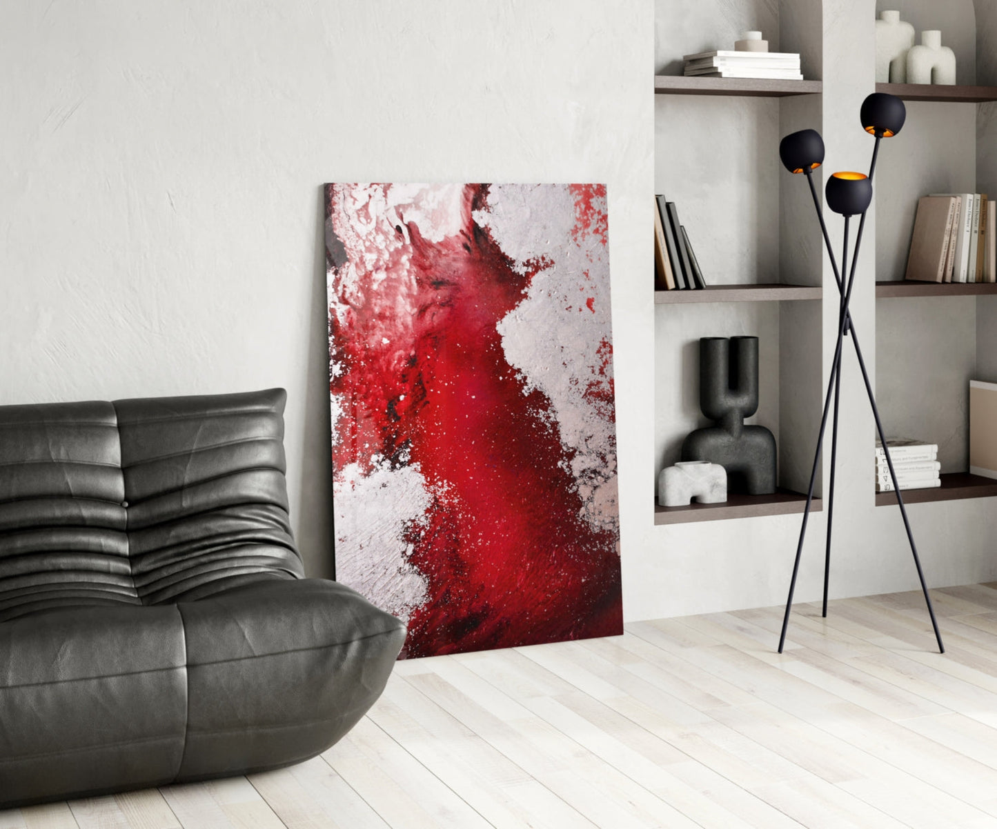 Crimson Red Ink Splash Glass Wall Art