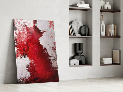 Crimson Red Ink Splash Glass Wall Art