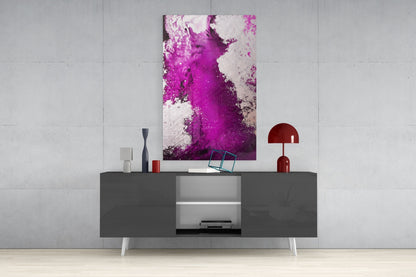 Purple Wave Splash Abstract Glass Wall Art