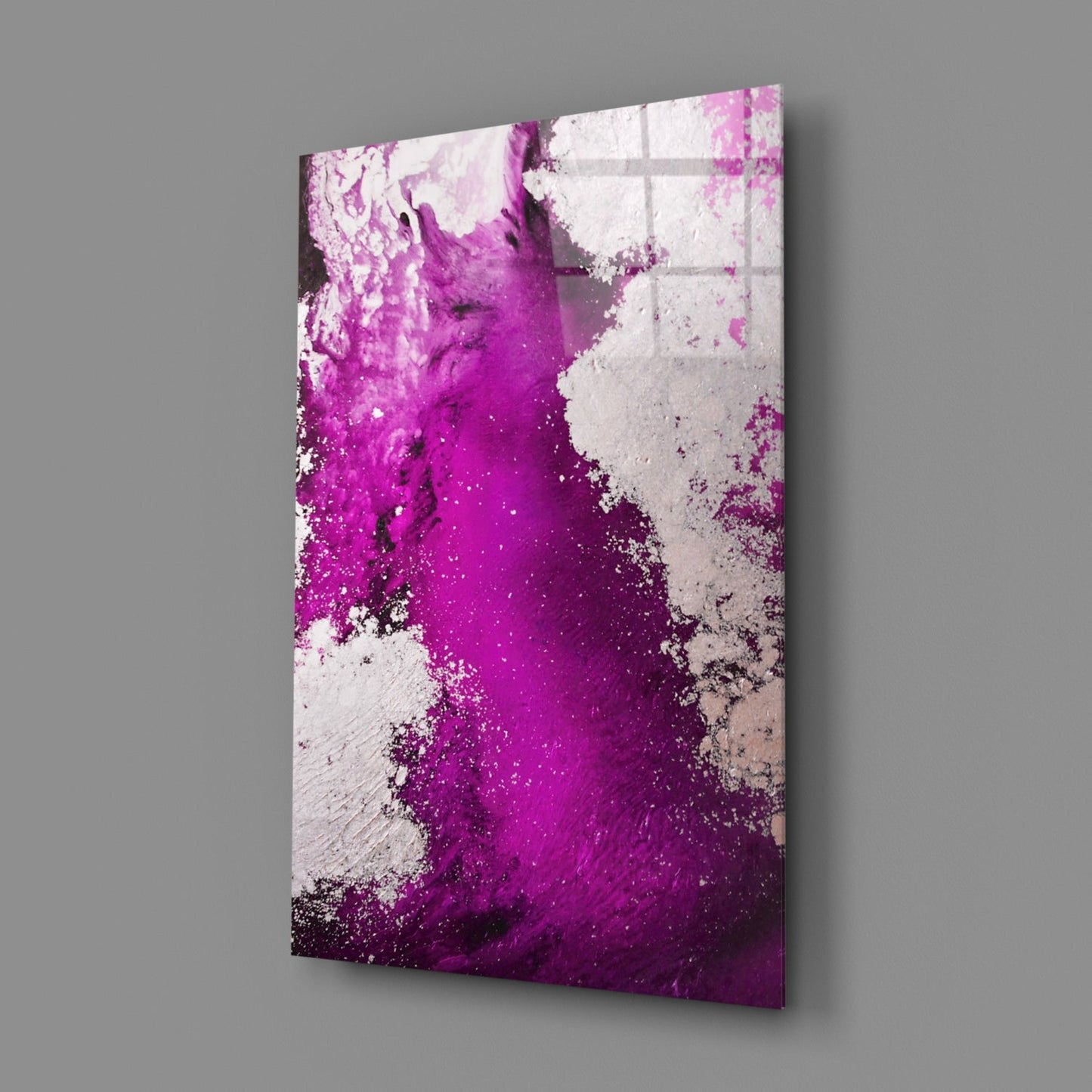 Purple Wave Splash Abstract Glass Wall Art