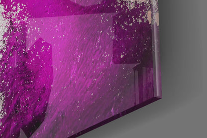 Purple Wave Splash Abstract Glass Wall Art