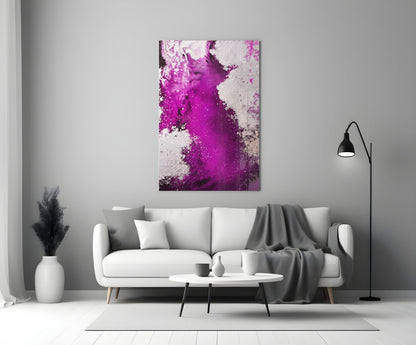 Purple Wave Splash Abstract Glass Wall Art