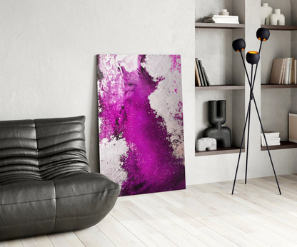 Purple Wave Splash Abstract Glass Wall Art