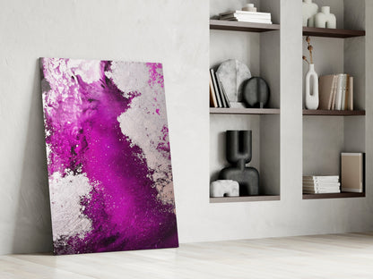 Purple Wave Splash Abstract Glass Wall Art