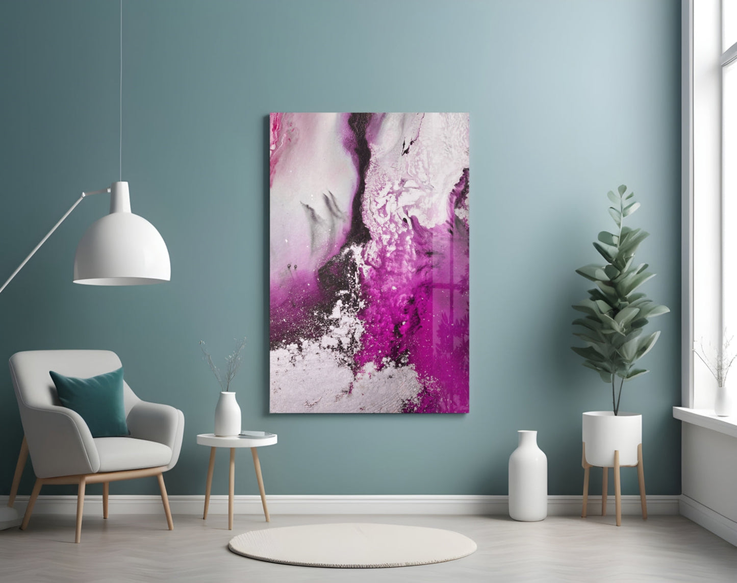 Orchid Pink Marble Flow Glass Wall Art