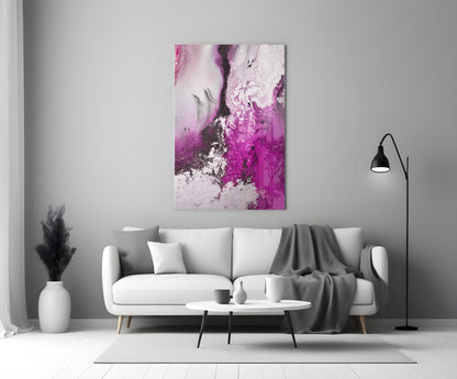 Orchid Pink Marble Flow Glass Wall Art