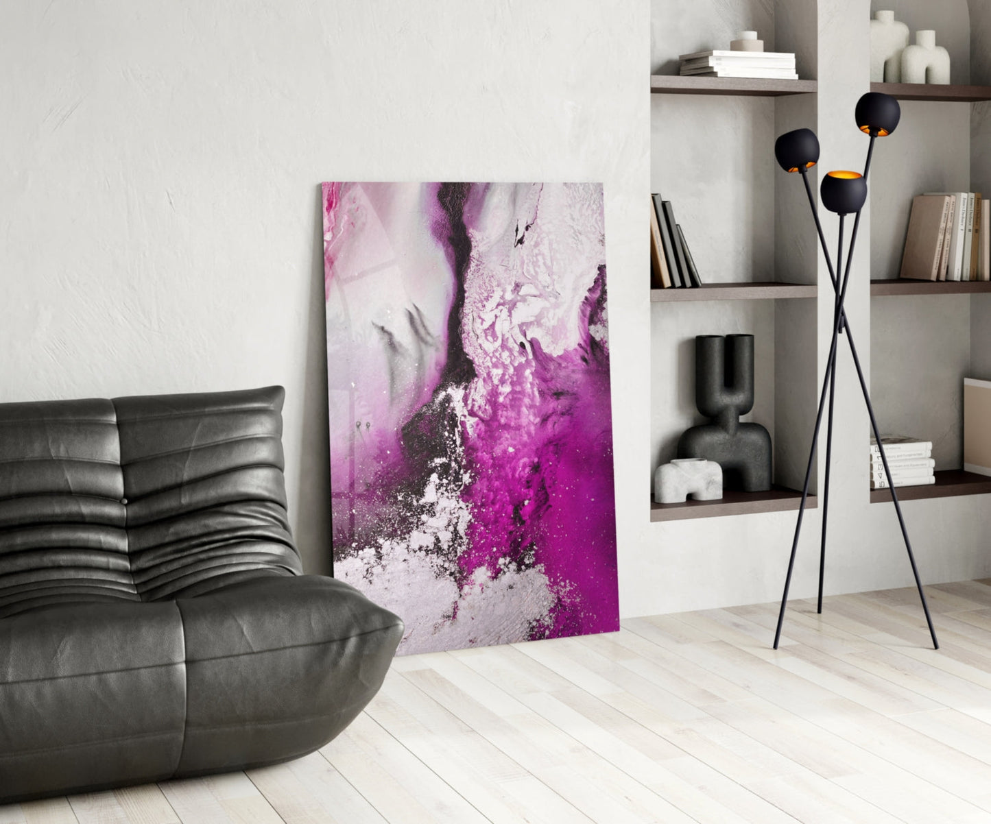 Orchid Pink Marble Flow Glass Wall Art