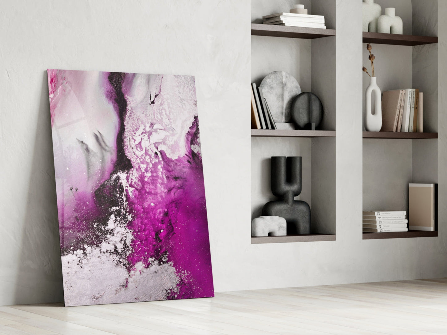 Orchid Pink Marble Flow Glass Wall Art