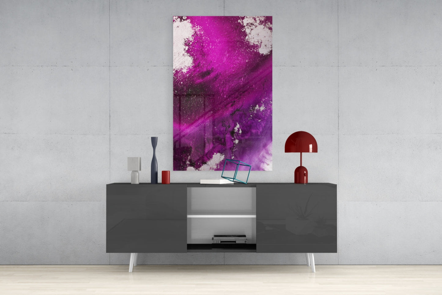 Magenta Fuchsia Fluid Abstract Glass Wall Art