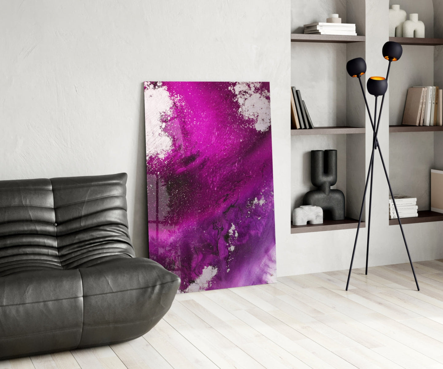 Magenta Fuchsia Fluid Abstract Glass Wall Art