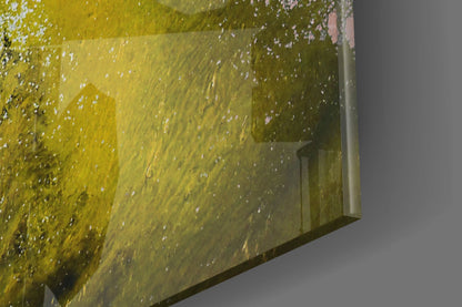 Lime Green Waterfall Abstract Glass Wall Art