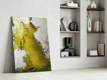 Lime Green Waterfall Abstract Glass Wall Art