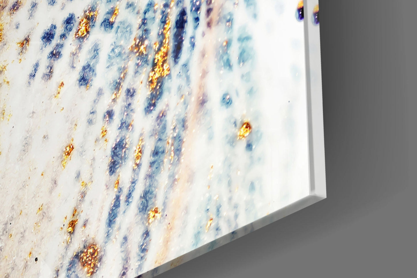 Copper and Blue Geode Ink Glass Wall Art