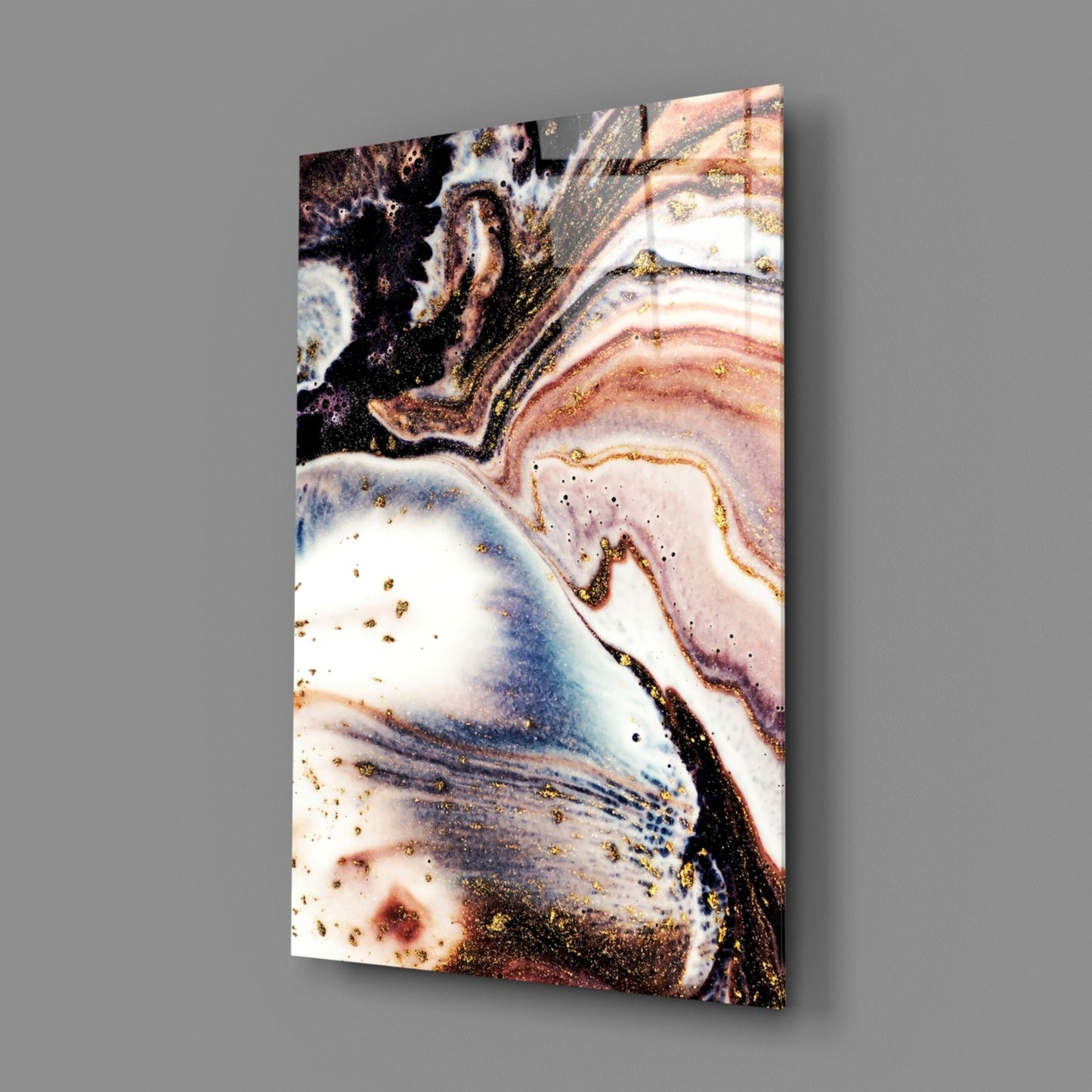Purple and Peach Geode Marble Glass Wall Art